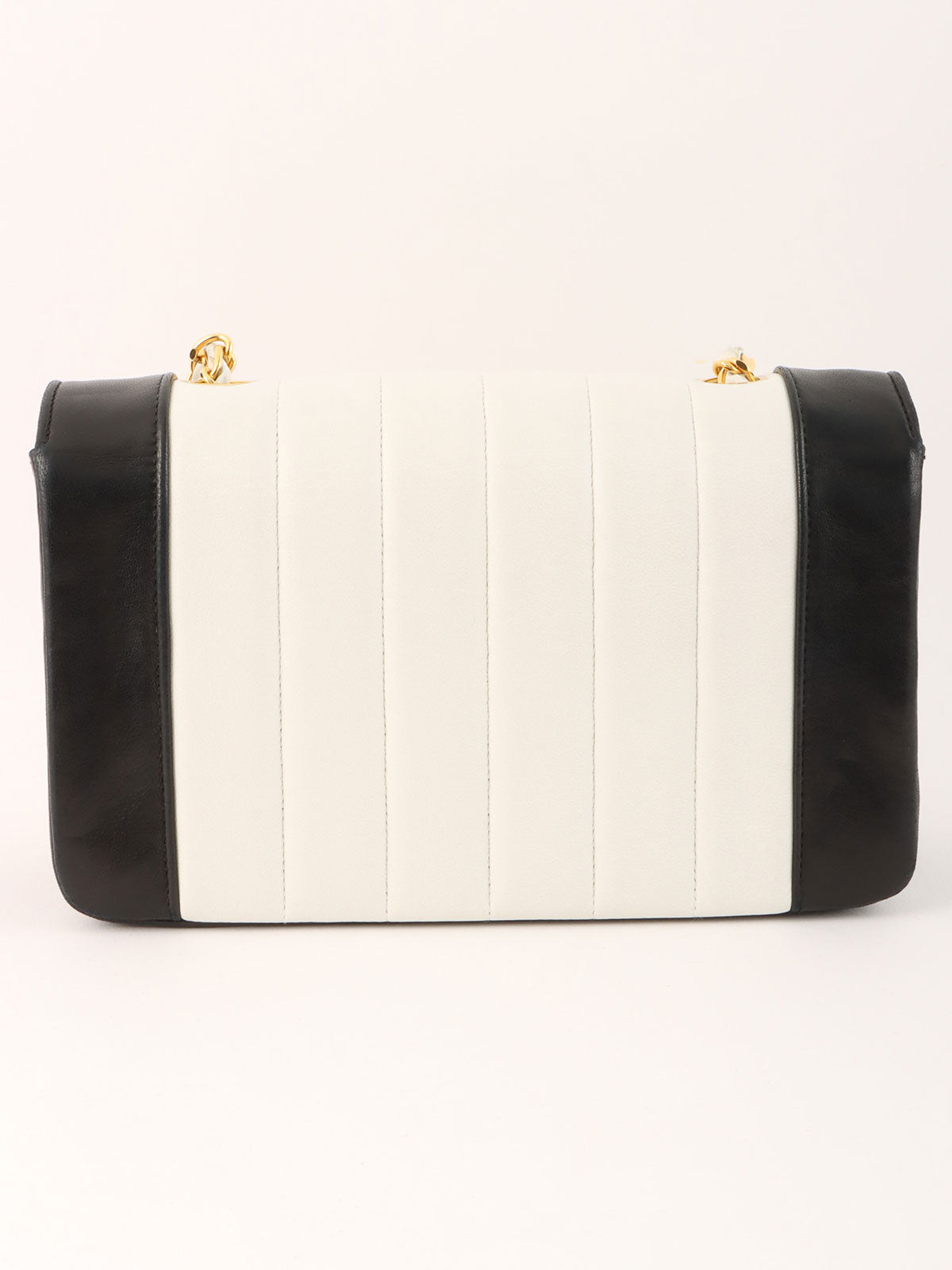Mademoiselle Stitch Bicolor CC Turnlock Chain Shoulder Bag, White/Black, circa 1992