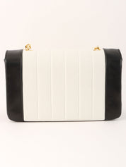 Mademoiselle Stitch Bicolor CC Turnlock Chain Shoulder Bag, White/Black, circa 1992