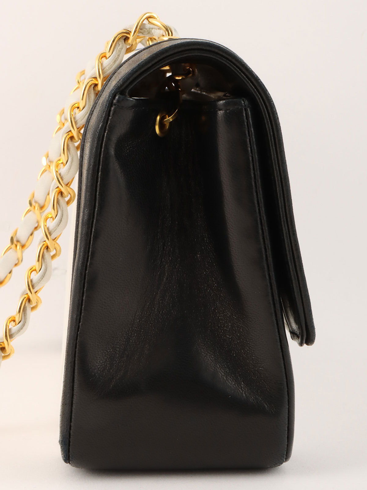 Mademoiselle Stitch Bicolor CC Turnlock Chain Shoulder Bag, White/Black, circa 1992