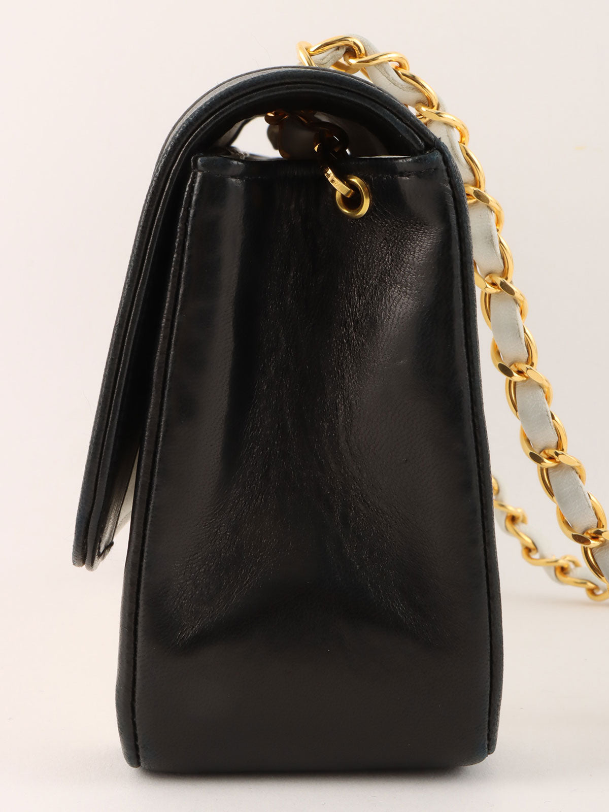 Mademoiselle Stitch Bicolor CC Turnlock Chain Shoulder Bag, White/Black, circa 1992