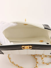 Mademoiselle Stitch Bicolor CC Turnlock Chain Shoulder Bag, White/Black, circa 1992