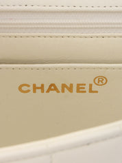 Mademoiselle Stitch Bicolor CC Turnlock Chain Shoulder Bag, White/Black, circa 1992