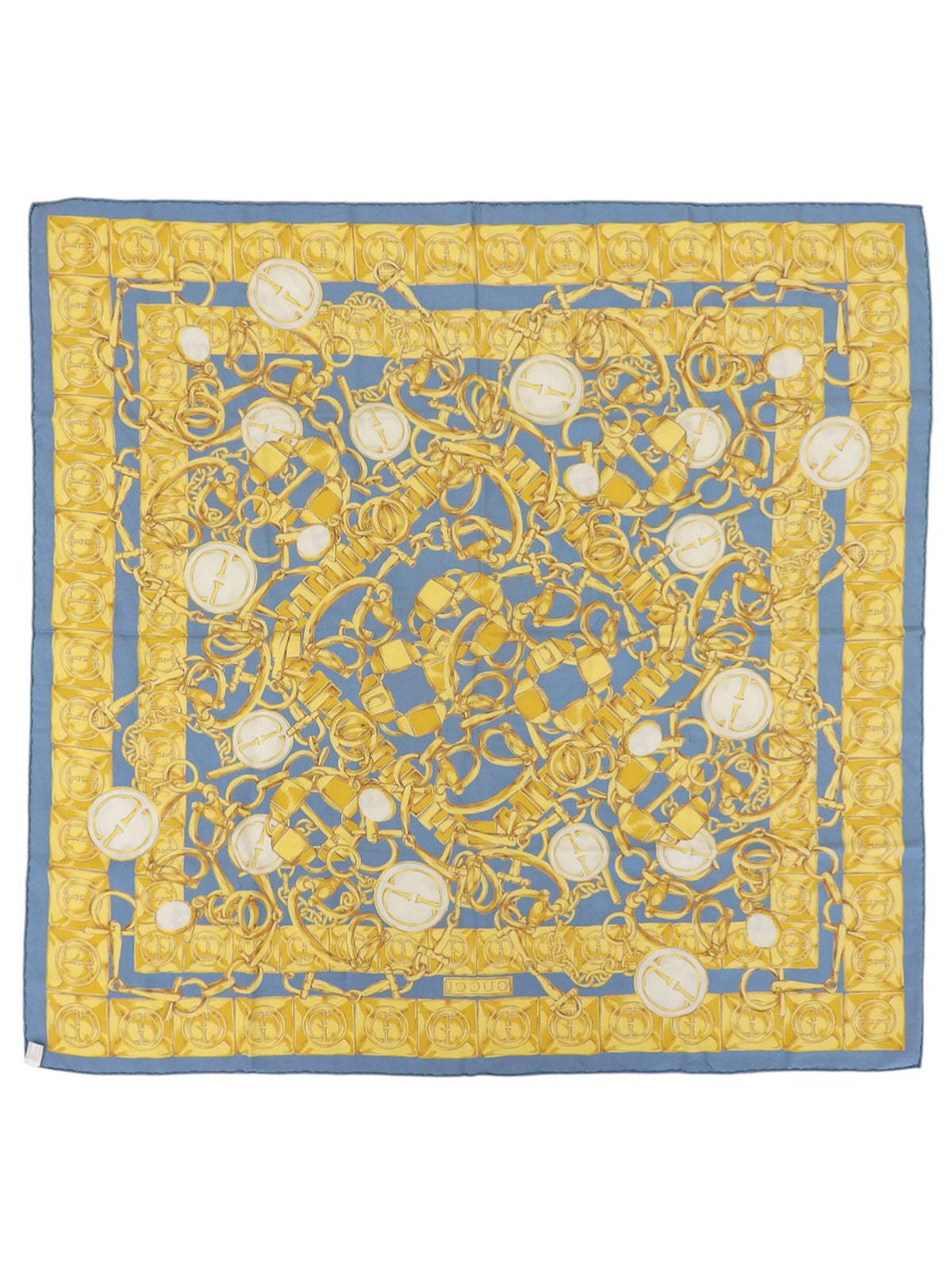 チェーンベルトパターンGGマークスカーフ イエロー/ブルー