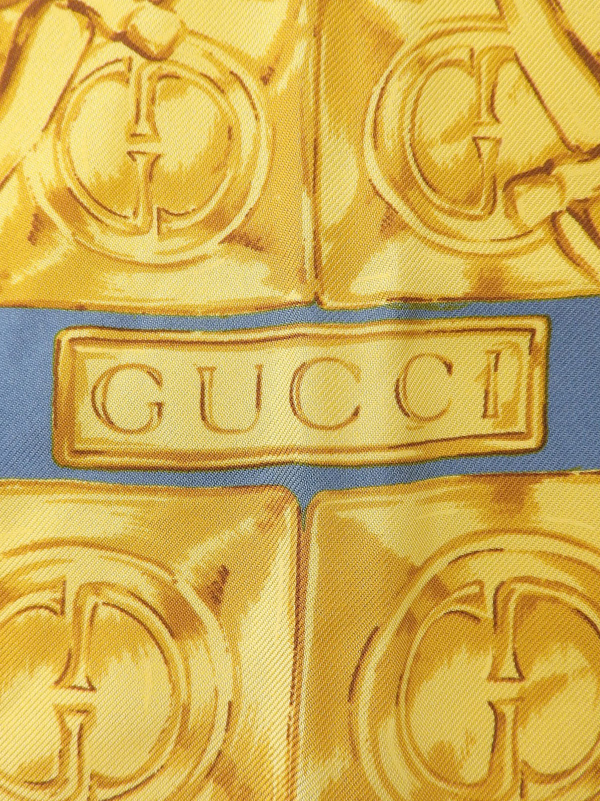 チェーンベルトパターンGGマークスカーフ イエロー/ブルー