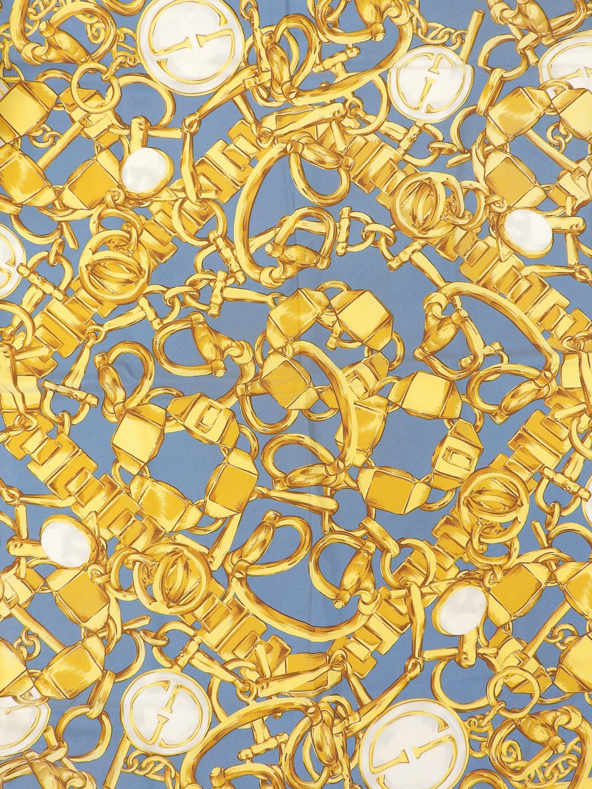 チェーンベルトパターンGGマークスカーフ イエロー/ブルー