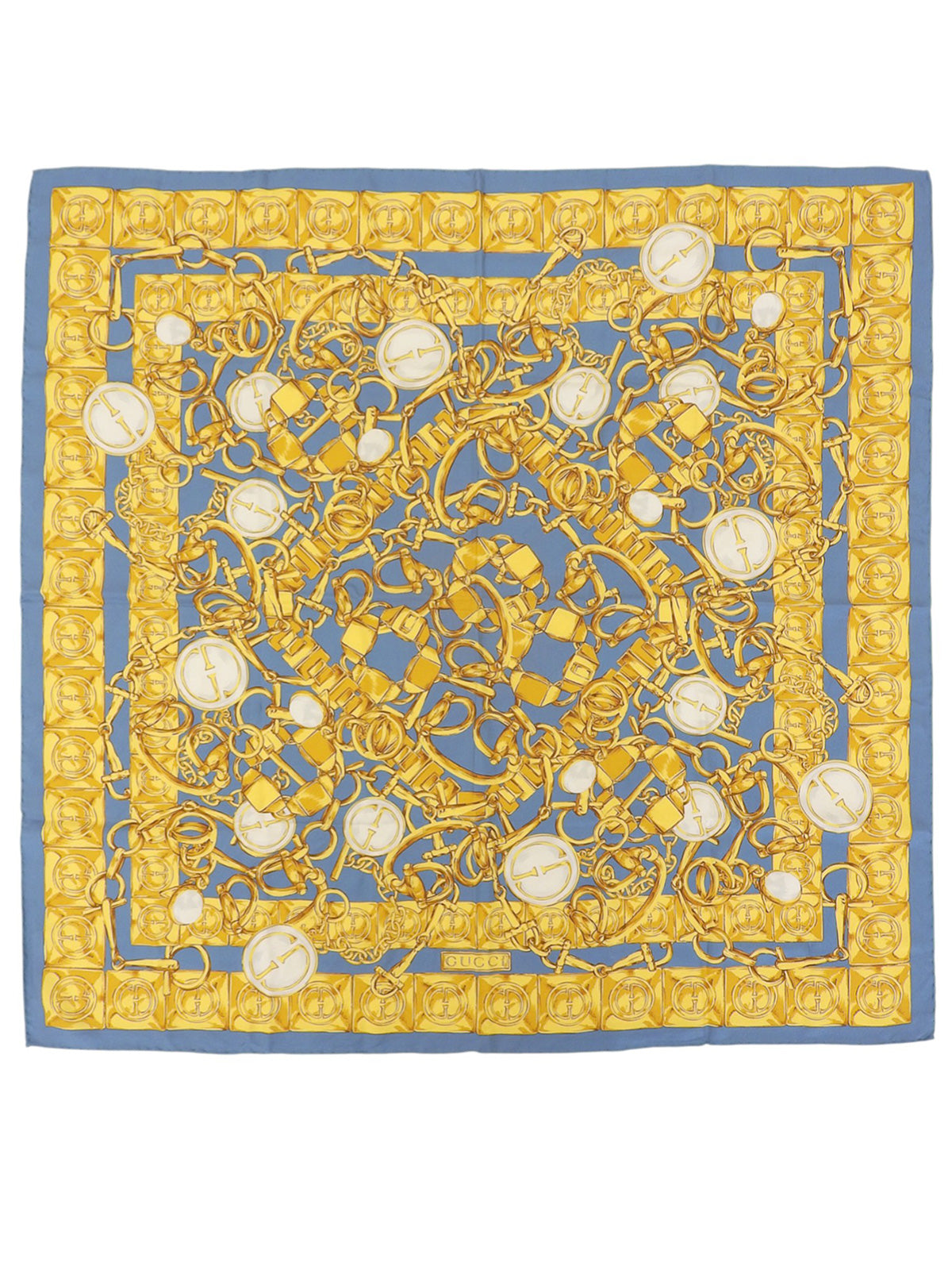 チェーンベルトパターンGGマークスカーフ イエロー/ブルー