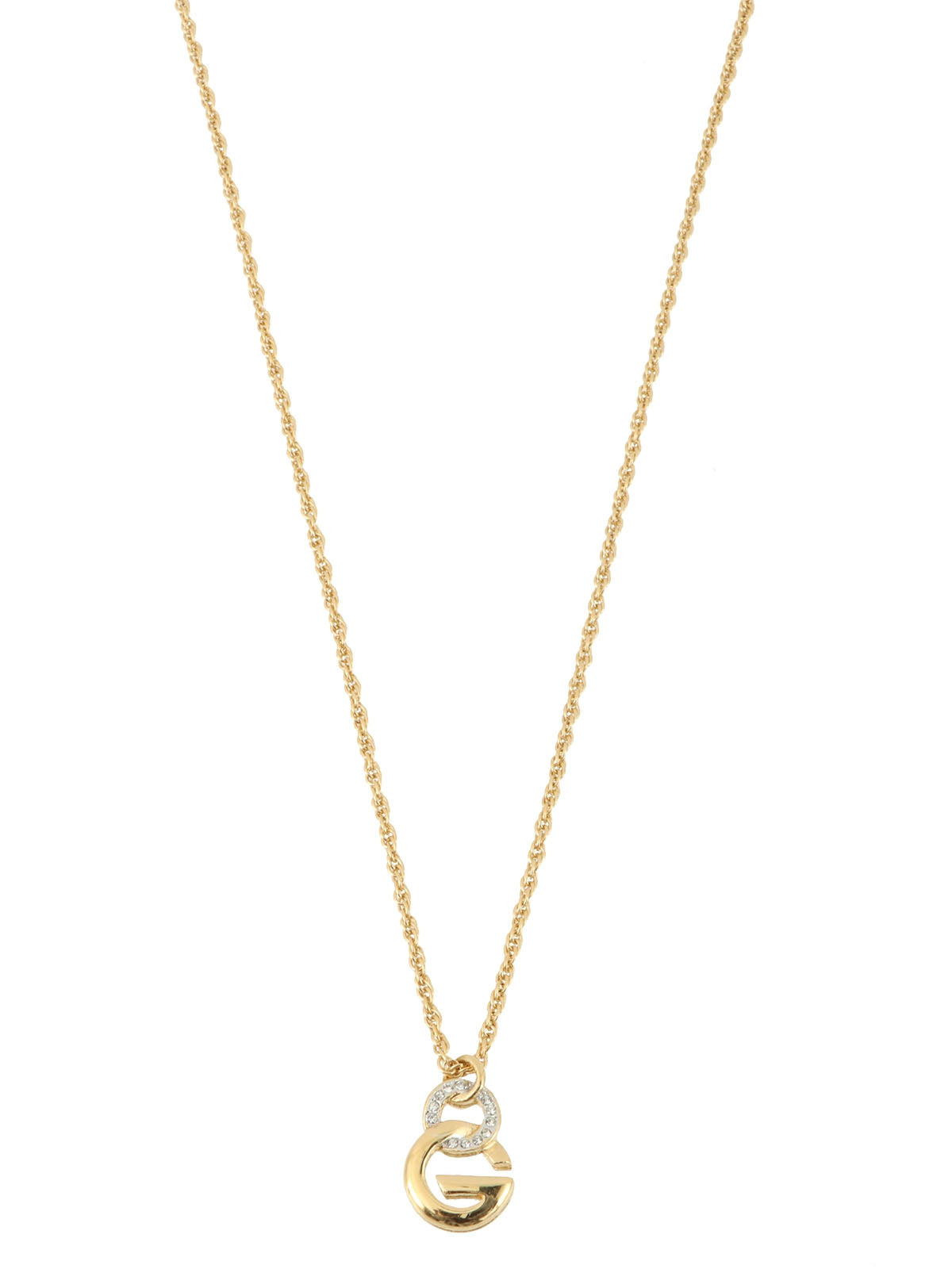 ラインストーンロゴプレートネックレス ゴールド