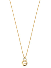 ラインストーンロゴプレートネックレス ゴールド