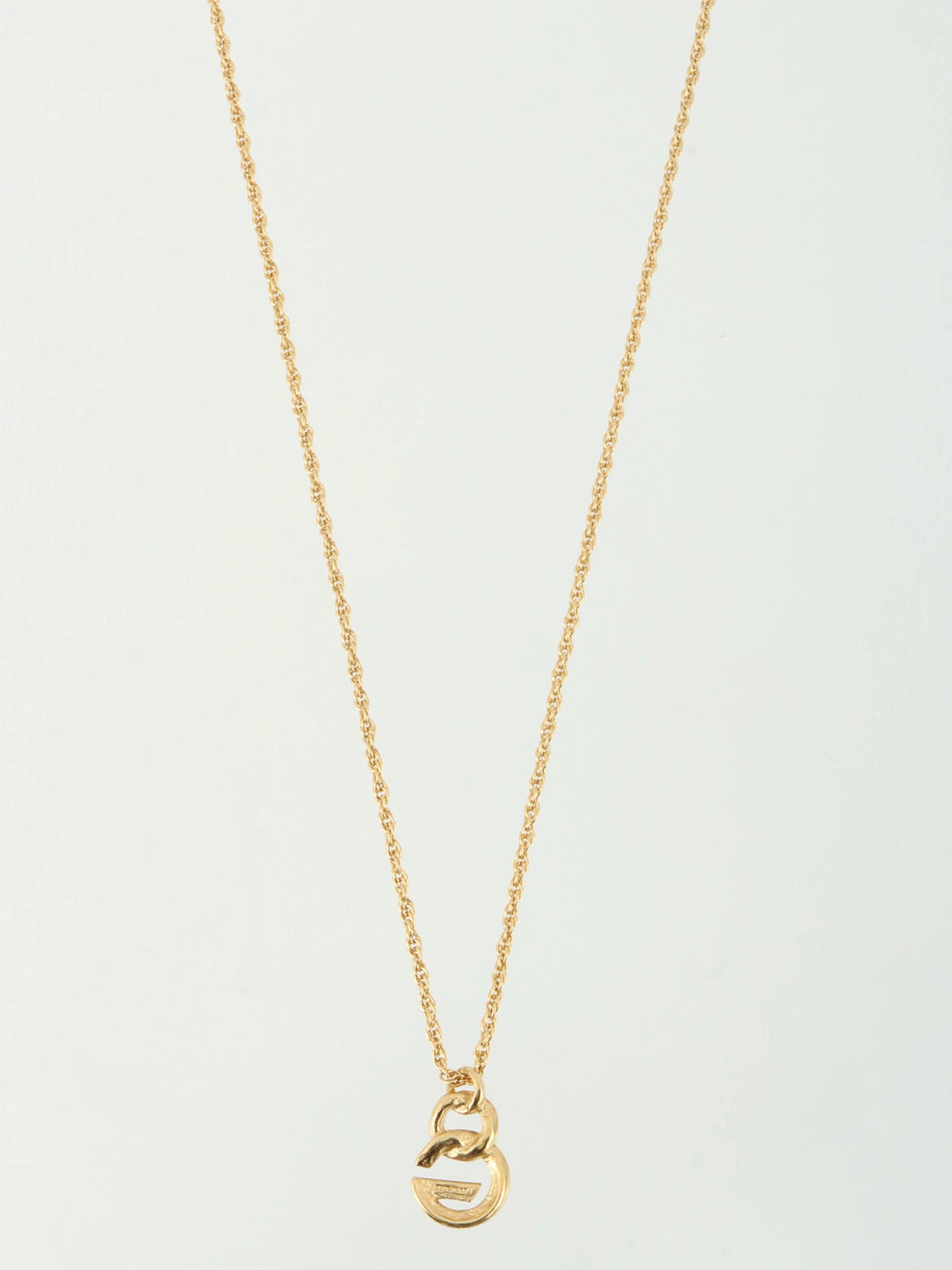 ラインストーンロゴプレートネックレス ゴールド