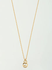 ラインストーンロゴプレートネックレス ゴールド