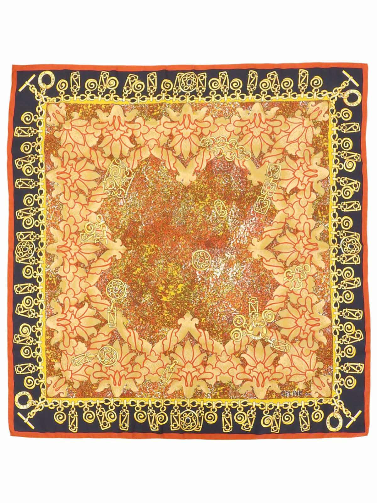 ジュエリーデザインパターンスカーフ ブラウン/マルチ