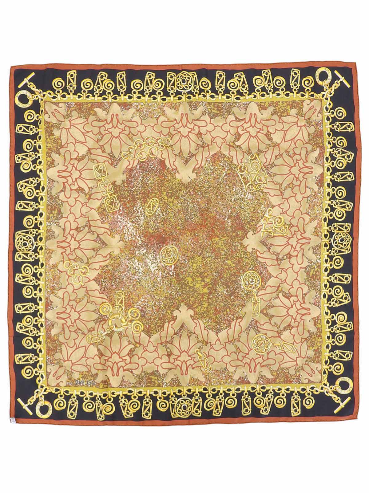 ジュエリーデザインパターンスカーフ ブラウン/マルチ