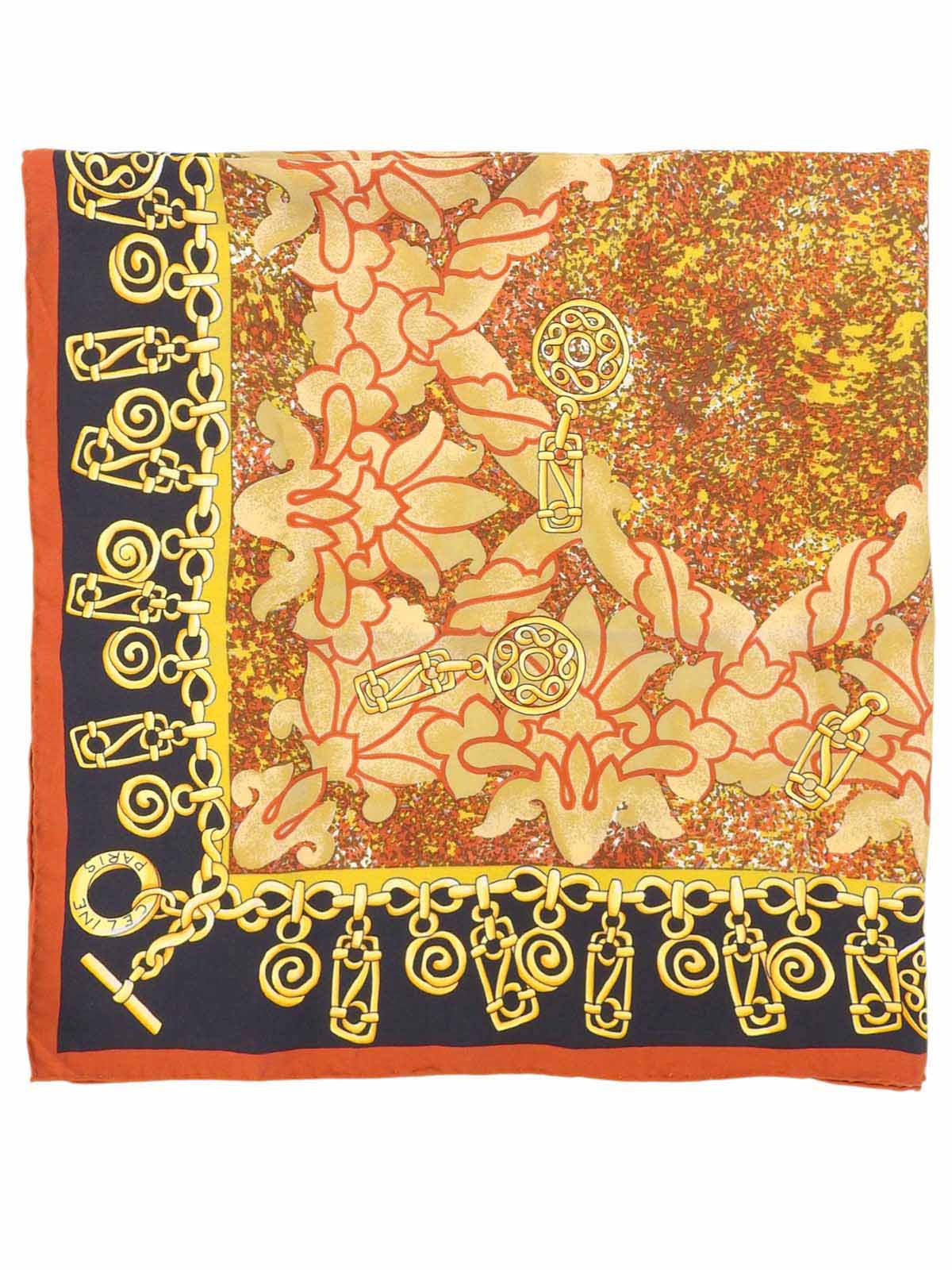 ジュエリーデザインパターンスカーフ ブラウン/マルチ