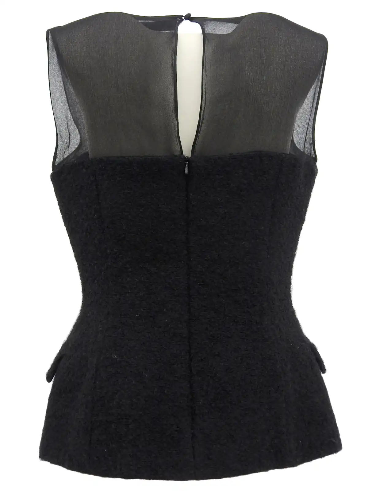 Mohair See-Through Combination Sleeveless Top in Black