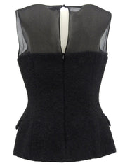 Mohair See-Through Combination Sleeveless Top in Black