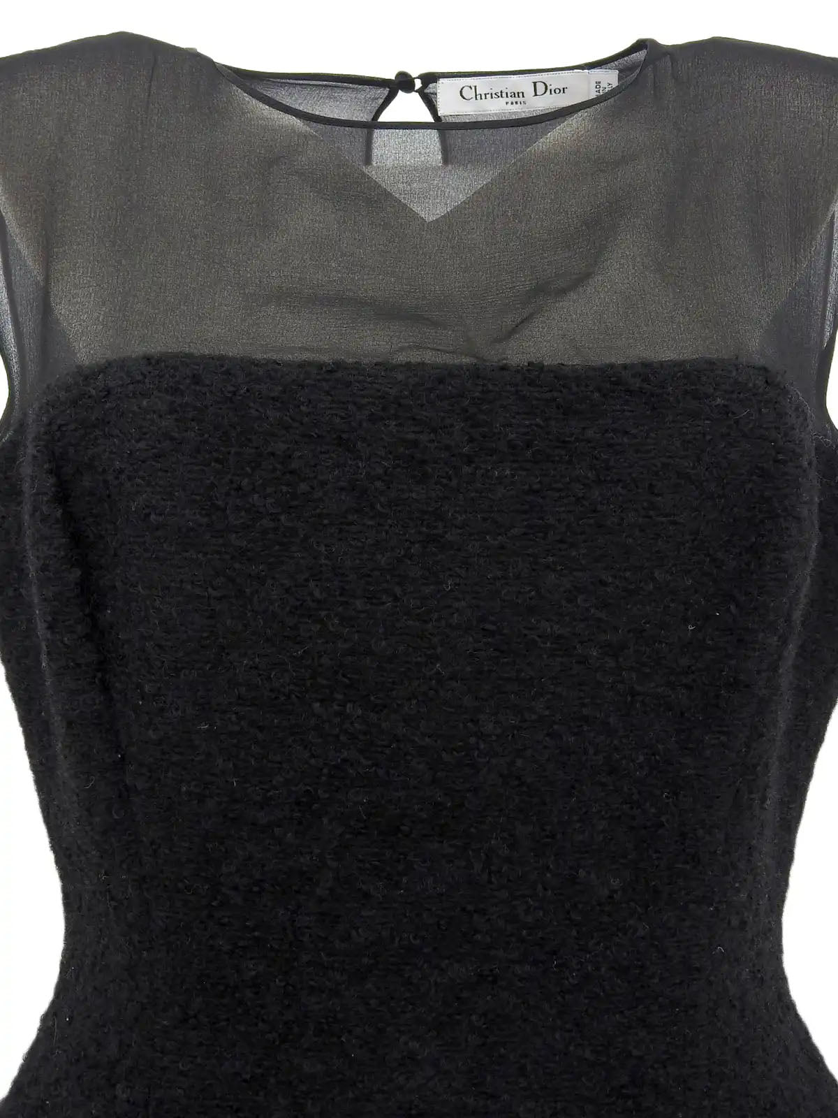 Mohair See-Through Combination Sleeveless Top in Black