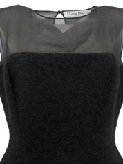 Mohair See-Through Combination Sleeveless Top in Black