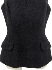 Mohair See-Through Combination Sleeveless Top in Black