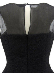 モヘアシースルーコンビノースリーブトップス ブラック