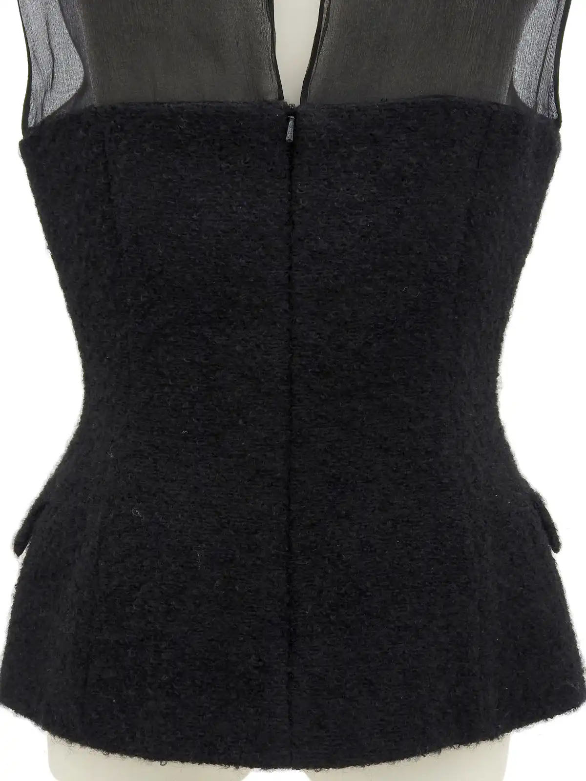 Mohair See-Through Combination Sleeveless Top in Black