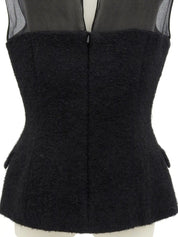 モヘアシースルーコンビノースリーブトップス ブラック