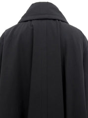 Logo Button Coat in Black