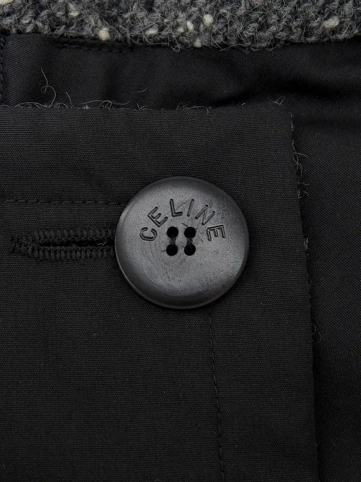 Logo Button Coat in Black