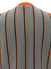 バイカラーロゴワッペンニットベスト　グレー／オレンジ