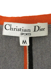 バイカラーロゴワッペンニットベスト　グレー／オレンジ