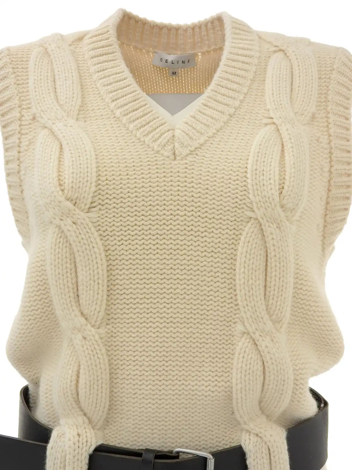 カシミアロゴベルトニットワンピース アイボリー