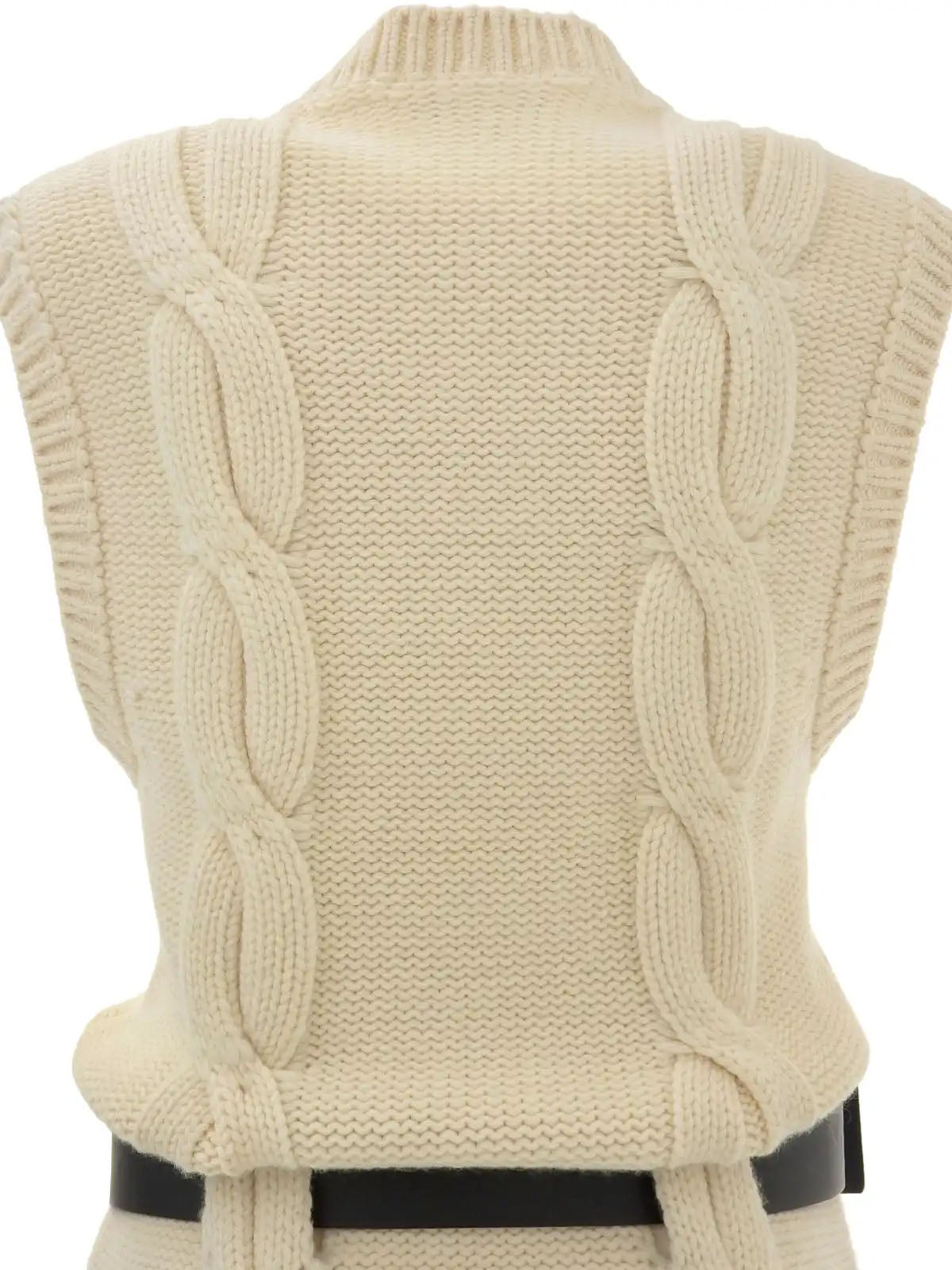 Cashmere logo belt knit dress in ivory