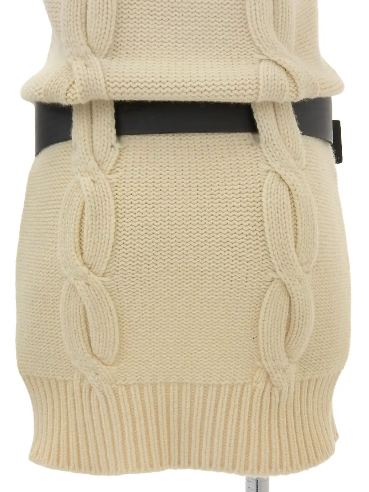 Cashmere logo belt knit dress in ivory