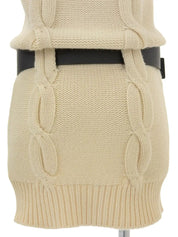 Cashmere logo belt knit dress in ivory