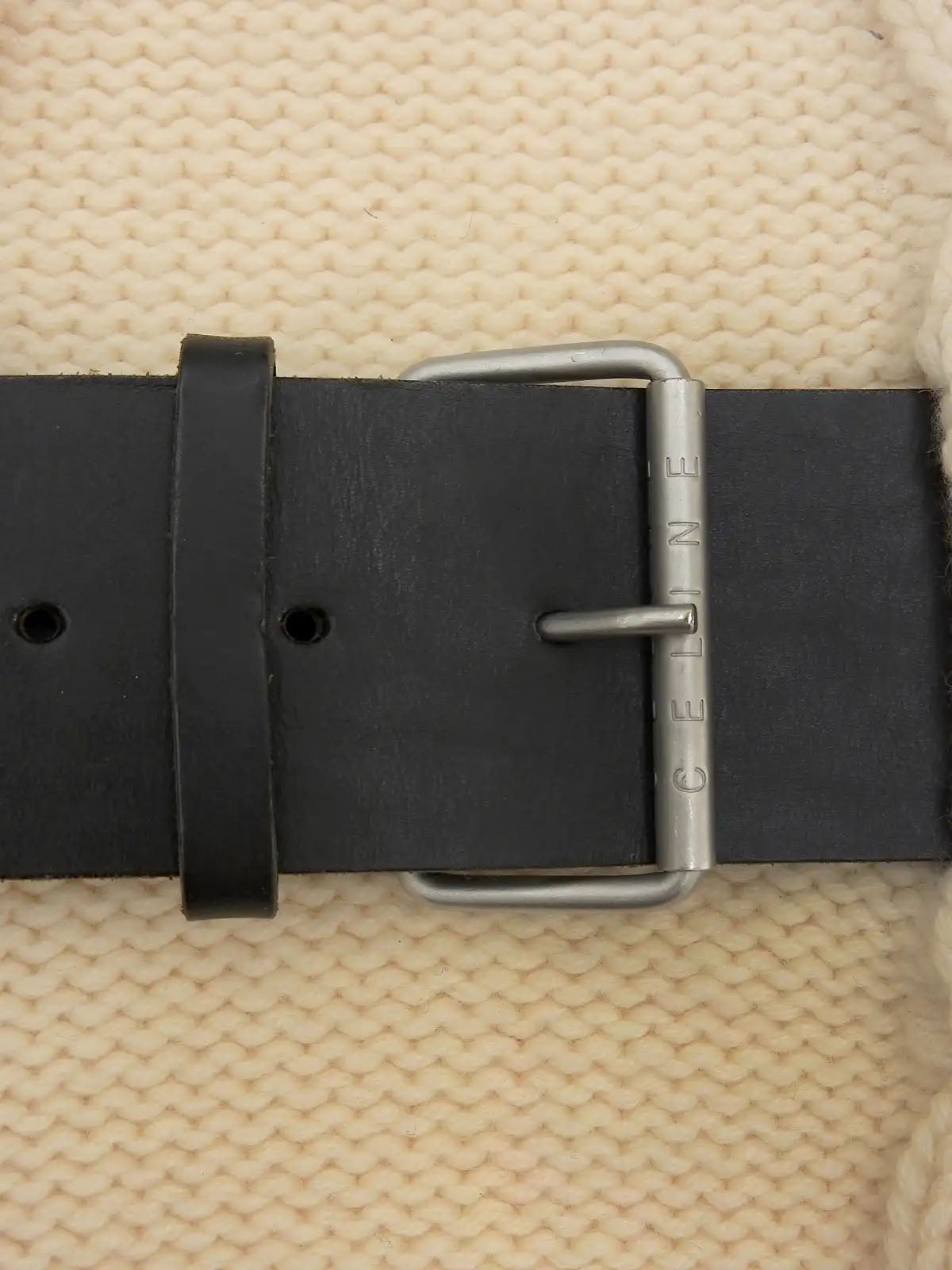 Cashmere logo belt knit dress in ivory