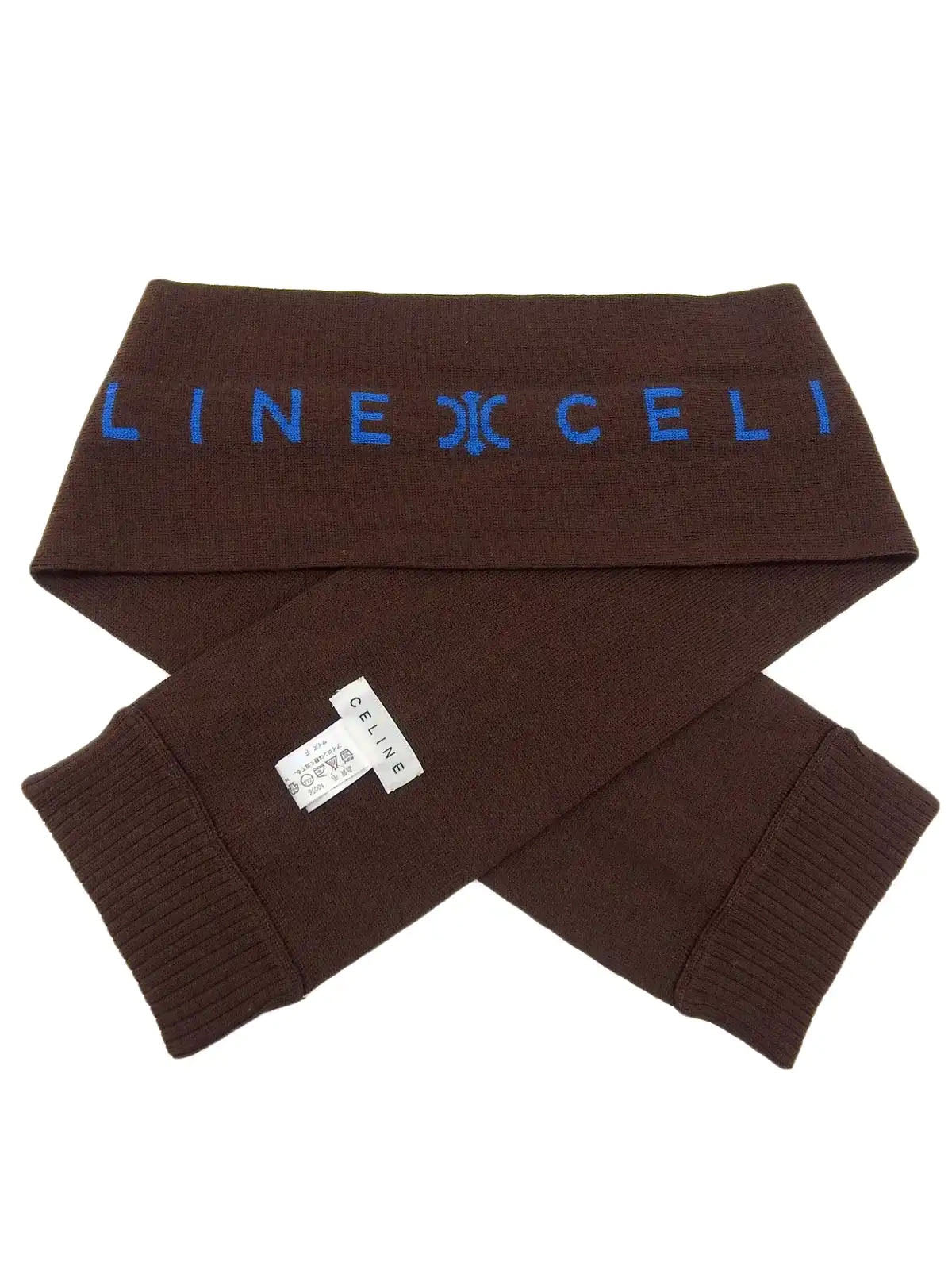 羊毛标志围巾 棕色/蓝色