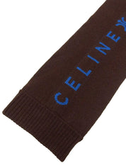 羊毛标志围巾 棕色/蓝色