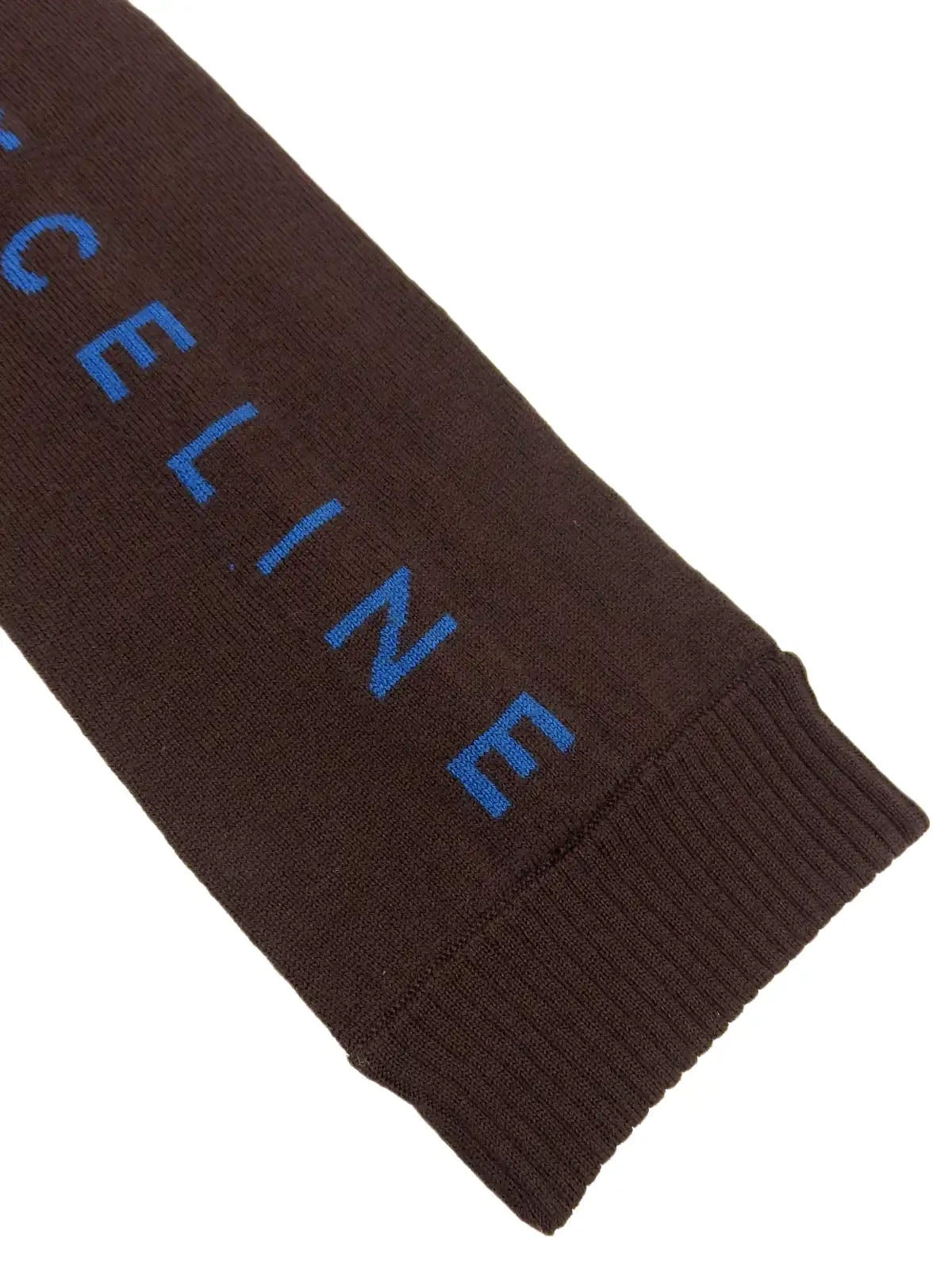 羊毛标志围巾 棕色/蓝色