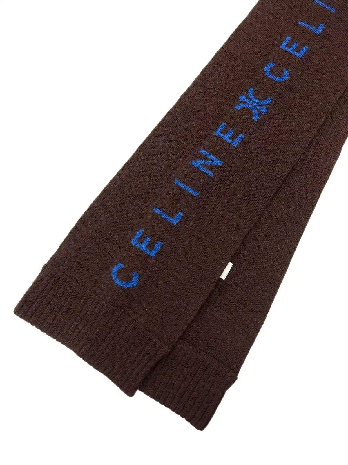 羊毛标志围巾 棕色/蓝色