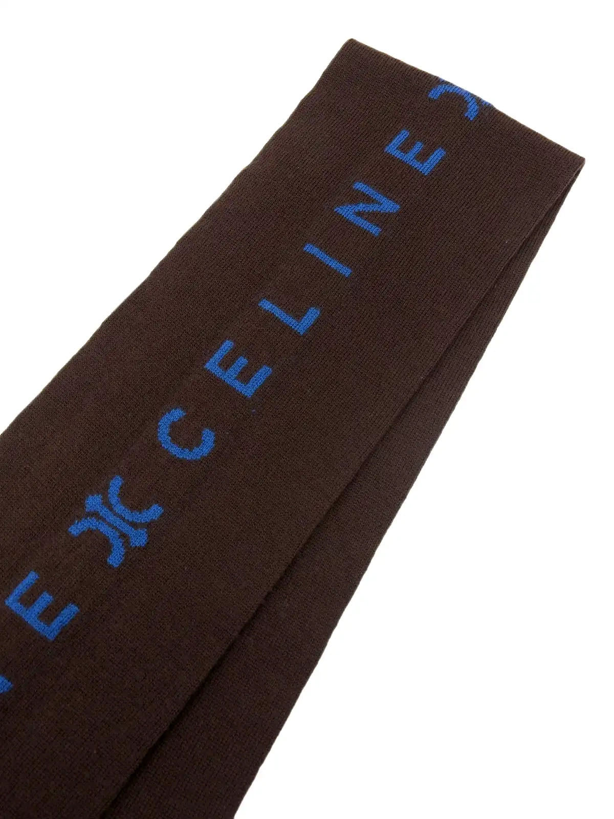 羊毛标志围巾 棕色/蓝色