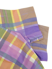 チェックパターンクリアボタンセットアップ ピンク/パープル/マルチ