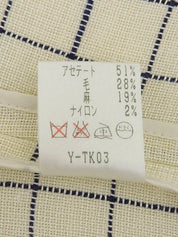 Block Check Pattern Shell Logo Button Jacket in Ivory/Navy