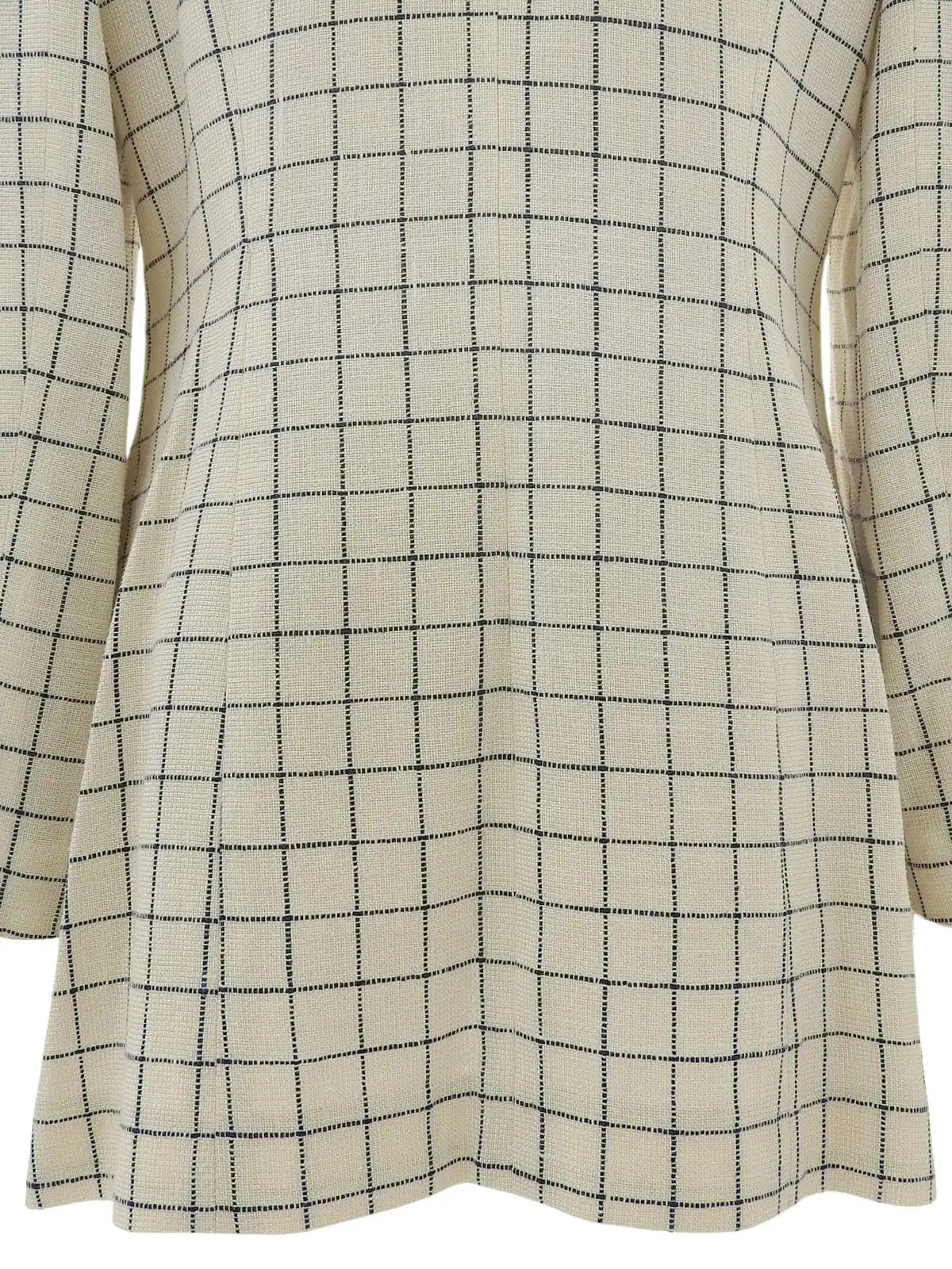Block Check Pattern Shell Logo Button Jacket in Ivory/Navy