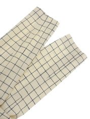 Block Check Pattern Shell Logo Button Jacket in Ivory/Navy