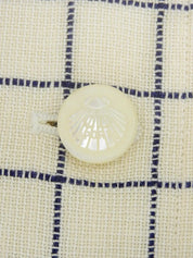 Block Check Pattern Shell Logo Button Jacket in Ivory/Navy