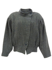 Wool logo stand collar blouson green