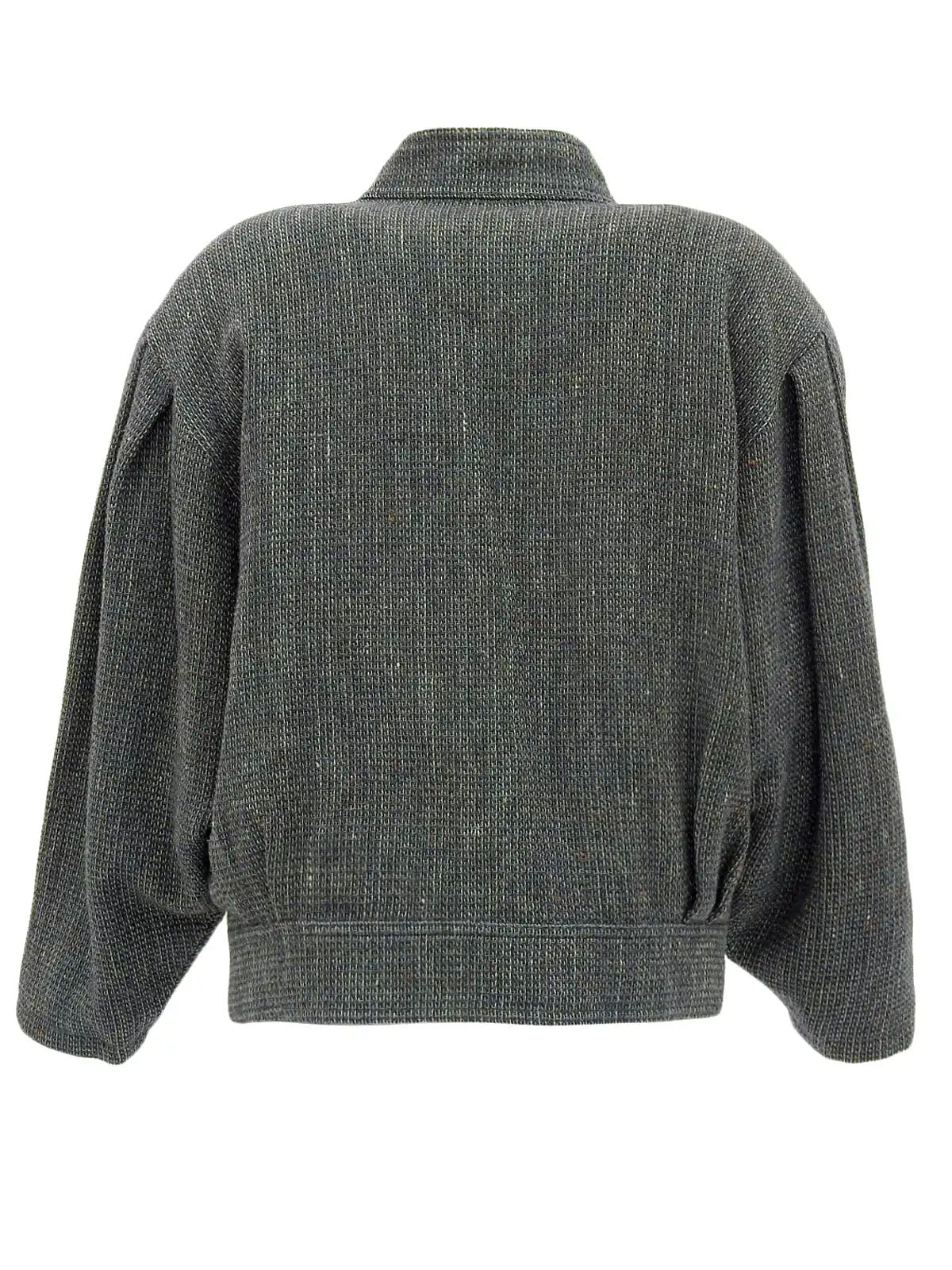 Wool logo stand collar blouson green