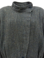 Wool logo stand collar blouson green