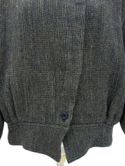 Wool logo stand collar blouson green
