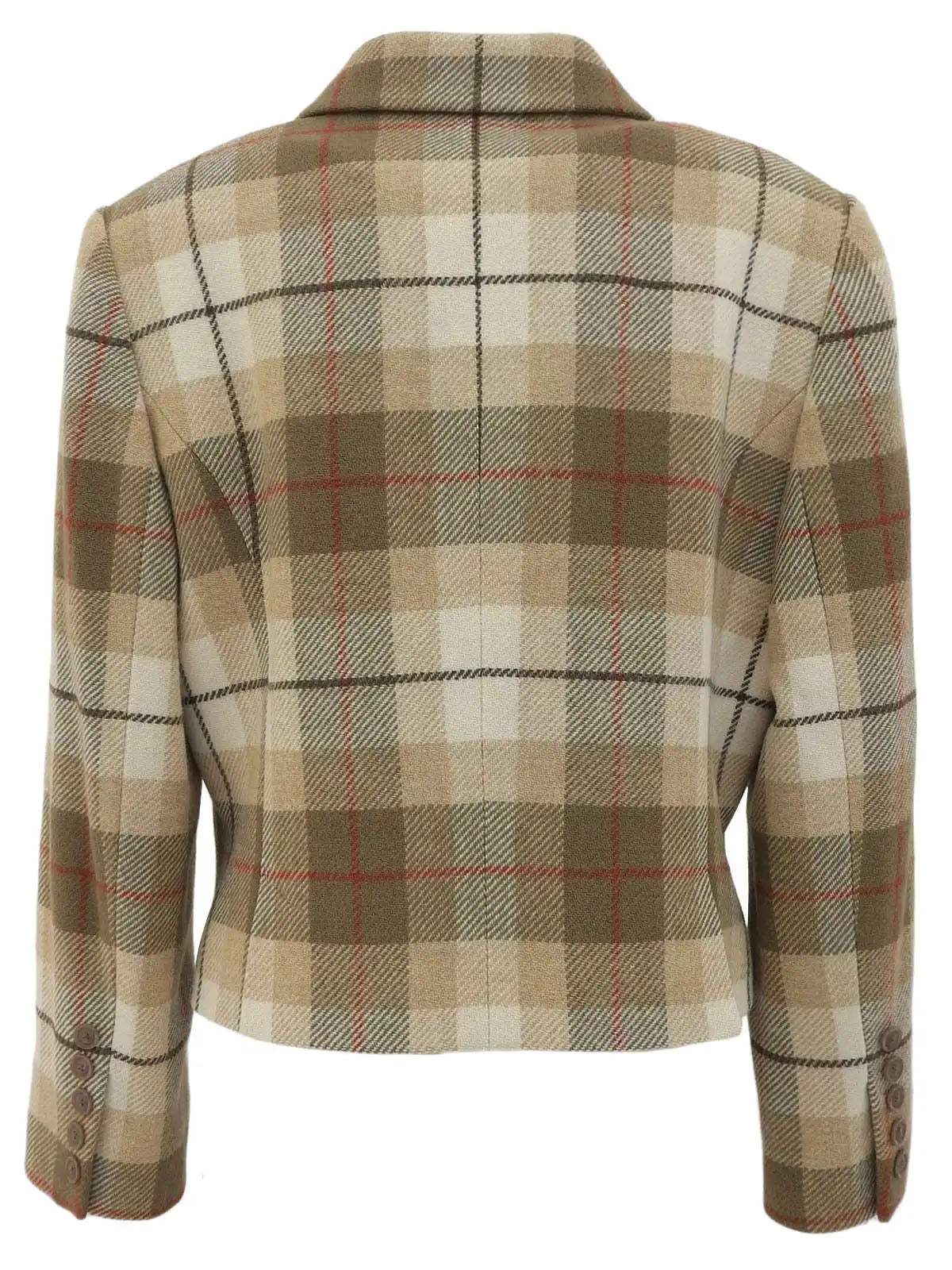 羊毛格纹标志纽扣夹克 米色/棕色