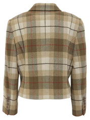 羊毛格纹标志纽扣夹克 米色/棕色